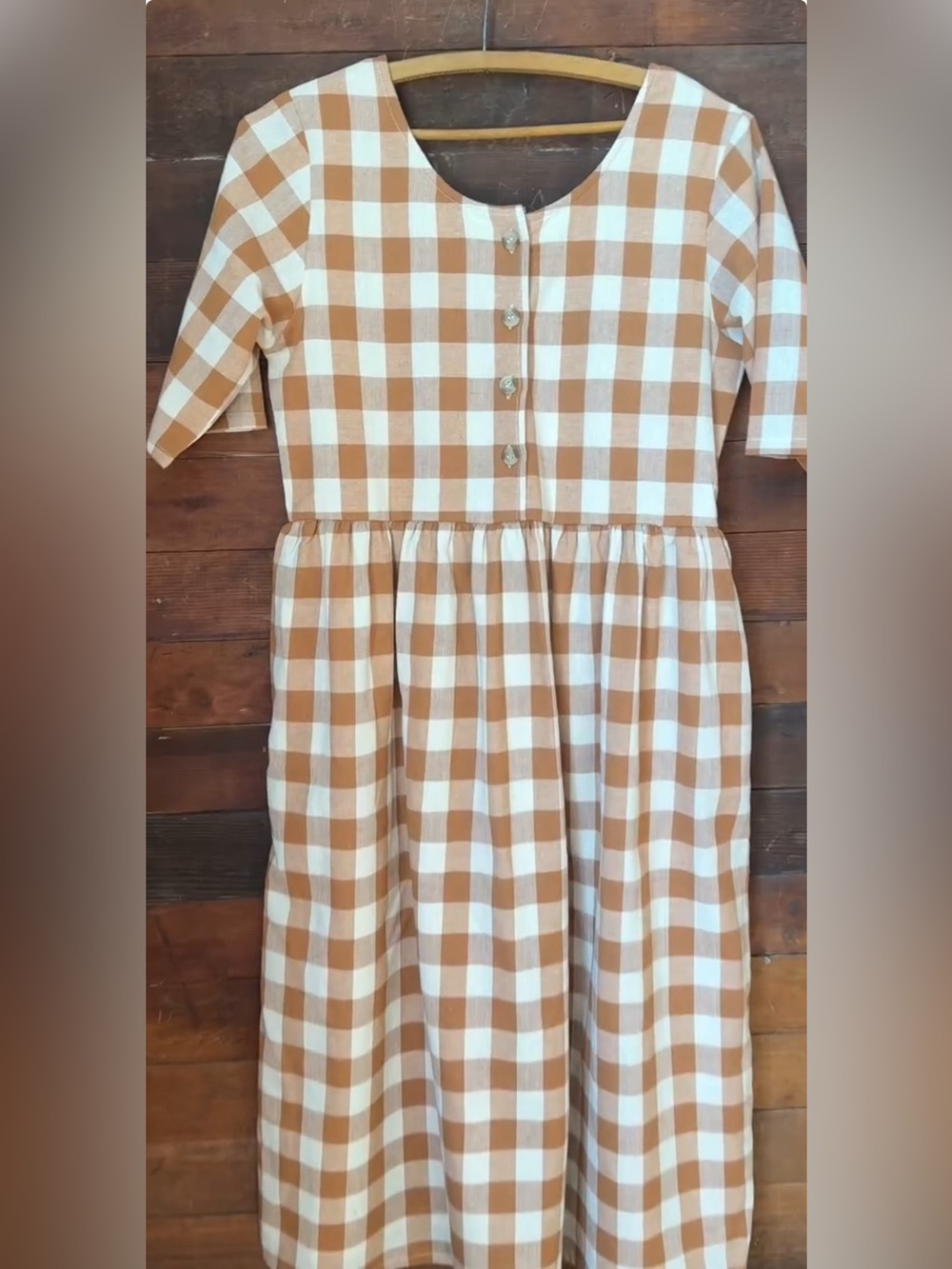 Brown gingham dress from Little Cottonwood